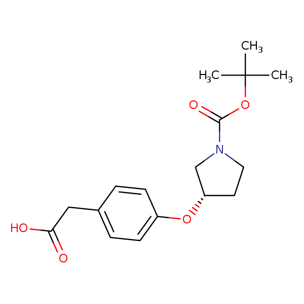 Structural image of 1-(1,1-Dimethylethyl) (3S)-3-[4-(carboxymethyl)phenoxy]-1-pyrrolidinecarboxylate