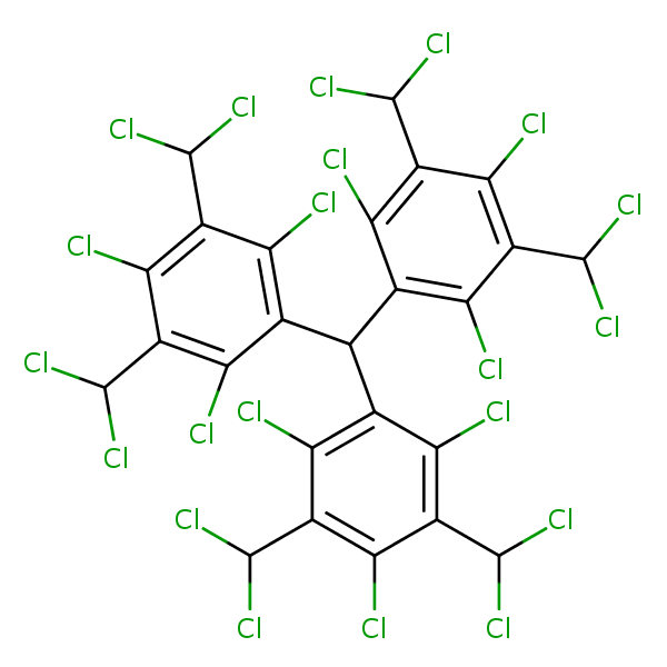 Structural image of Benzene, 1,1',1''-methylidynetris[2,4,6-trichloro-3,5-bis(dichloromethyl)-