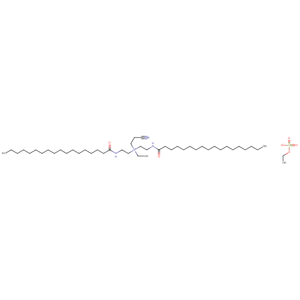 Structural image of Ethanaminium, 2-cyano-N-ethyl-N,N-bis[2-[(1-oxooctadecyl)amino]ethyl]-, ethyl sulfate