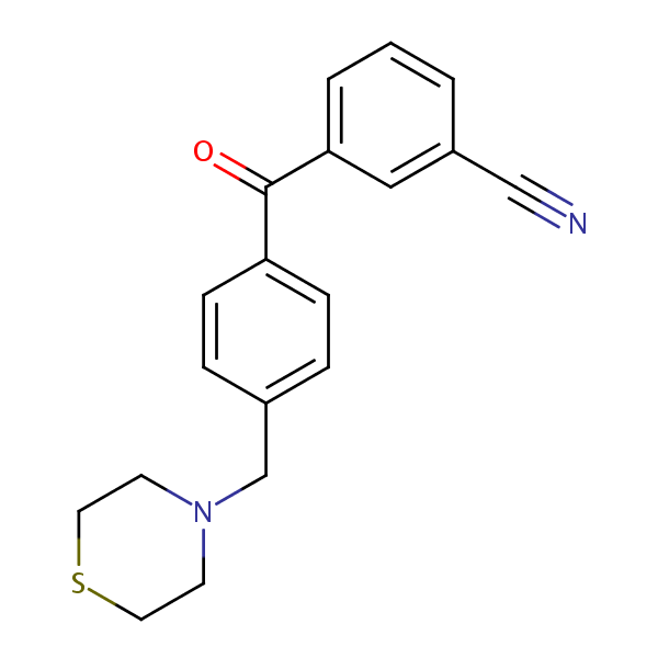 Structural image of 3-{4-[(Thiomorpholin-4-yl)methyl]benzoyl}benzonitrile