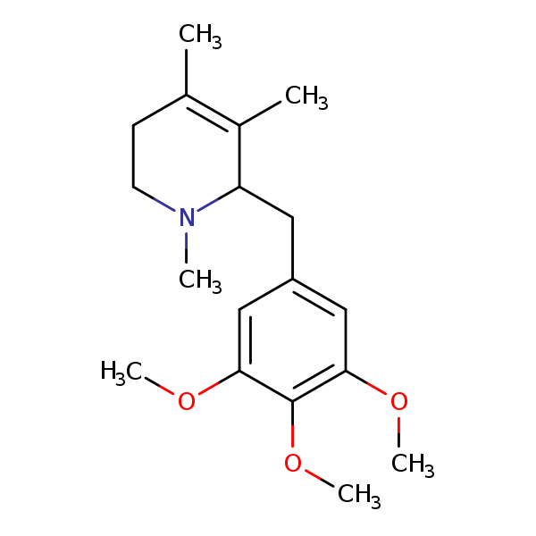 Structural image of 1,2,5,6-Tetrahydro-1,3,4-trimethyl-2-[(3,4,5-trimethoxyphenyl)methyl]pyridine