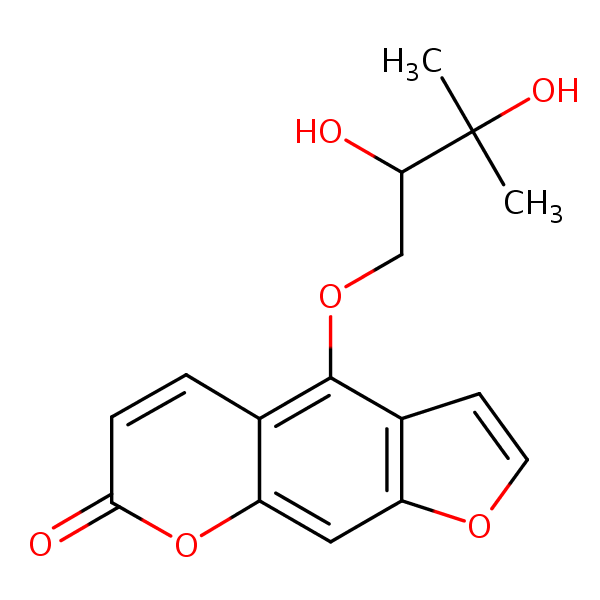 Structural image of 4-(2,3-Dihydroxy-3-methylbutoxy)furo(3,2-g)chromen-7-one