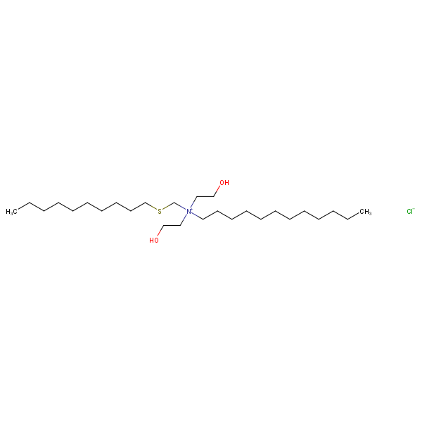 Structural image of N-[(Decylsulfanyl)methyl]-N,N-bis(2-hydroxyethyl)dodecan-1-aminium chloride