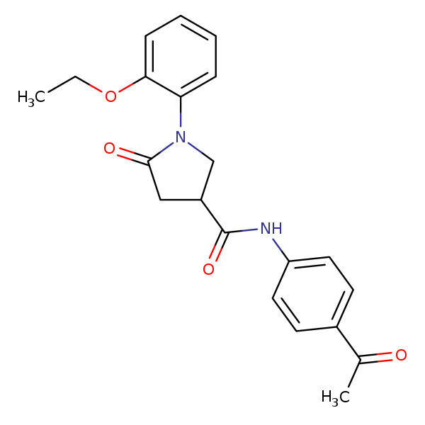 Structural image of N-(4-Acetylphenyl)-1-(2-ethoxyphenyl)-5-oxo-3-pyrrolidinecarboxamide