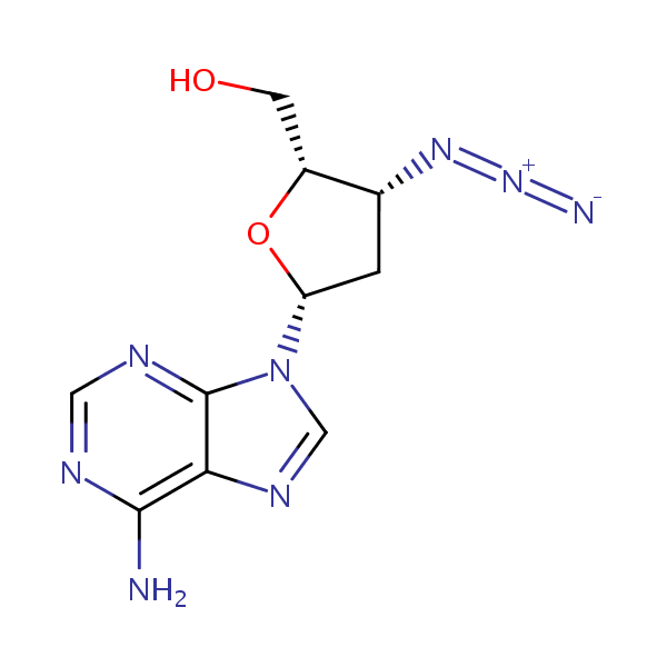 Structural image of 9-(3'-Azido-2',3'-dideoxy-beta-D-threo-pentofuranosyl)adenine