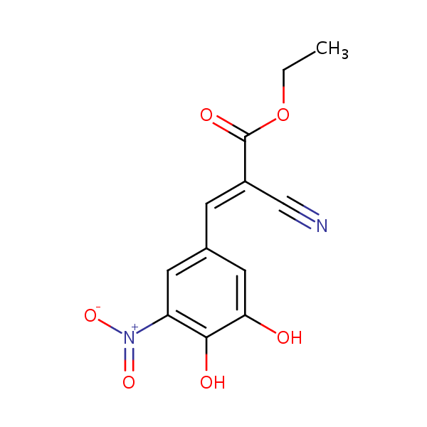 Structural image of Ethyl (2E)-2-cyano-3-(3,4-dihydroxy-5-nitrophenyl)prop-2-enoate