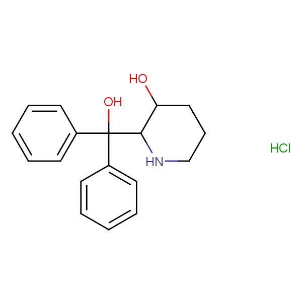Structural image of 2-[Hydroxy(diphenyl)methyl]piperidin-3-ol--hydrogen chloride (1/1)