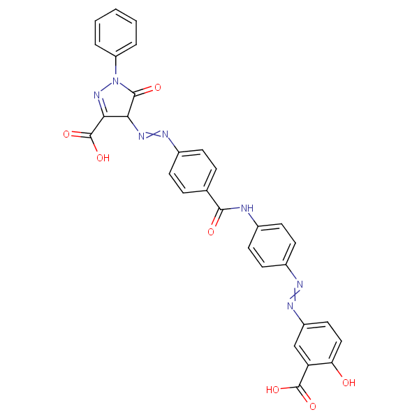 Structural image of 4-[2-[4-[[[4-[2-(3-Carboxy-4-hydroxyphenyl)diazenyl]phenyl]amino]carbonyl]phenyl]diazenyl]-4,5-dihydro-5-oxo-1-phenyl-1H-pyrazole-3-carboxylic acid