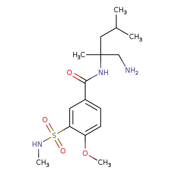 Structural image of Benzamide, N-[1-(aminomethyl)-1,3-dimethylbutyl]-4-methoxy-3-[(methylamino)sulfonyl]-