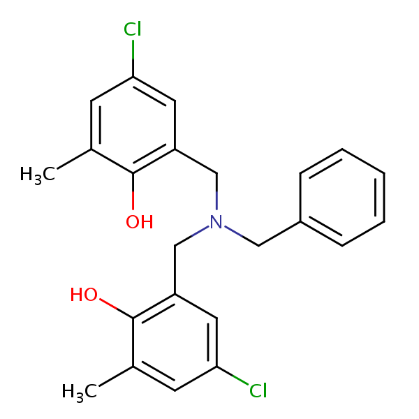 Structural image of 2,2'-[(benzylimino)dimethanediyl]bis(4-chloro-6-methylphenol)