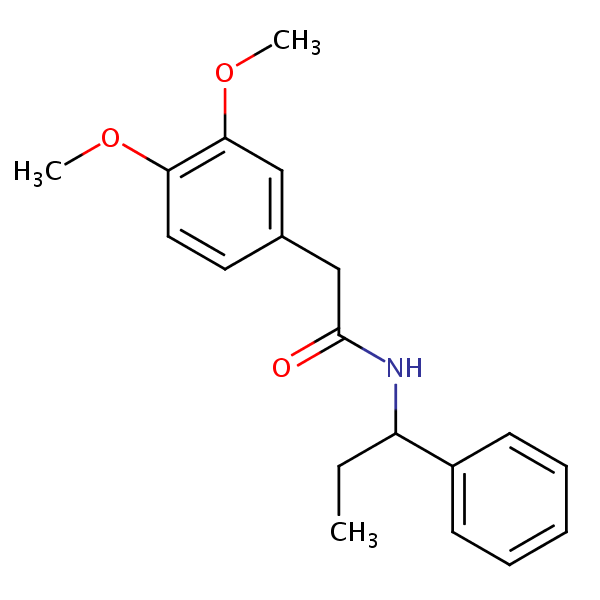 Structural image of 2-(3,4-dimethoxyphenyl)-N-(1-phenylpropyl)acetamide