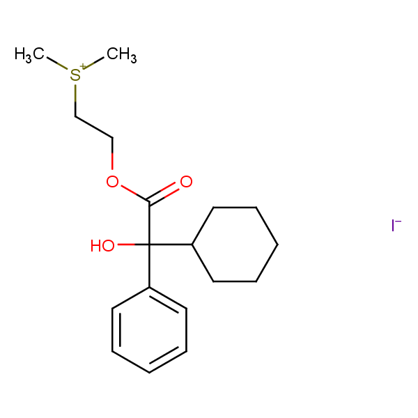Structural image of (2-{[Cyclohexyl(hydroxy)phenylacetyl]oxy}ethyl)(dimethyl)sulfanium iodide