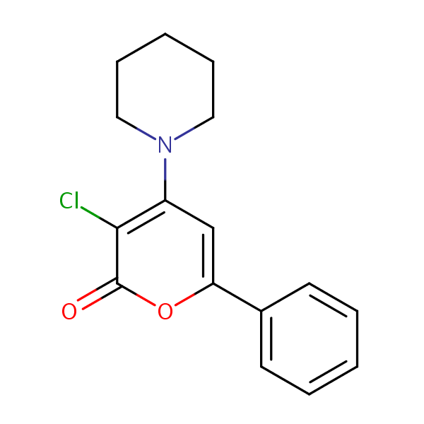 Structural image of 3-Chloro-6-phenyl-4-(piperidin-1-yl)-2H-pyran-2-one