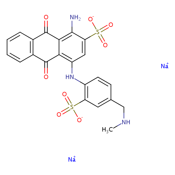Structural image of 2-Anthracenesulfonic acid, 1-amino-9,10-dihydro-4-[[4-[(methylamino)methyl]-2-sulfophenyl]amino]-9,10-dioxo-, disodium salt
