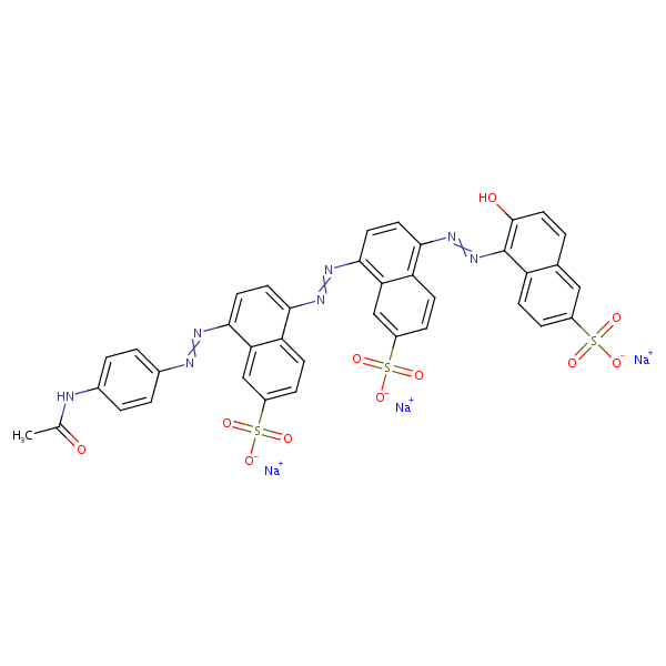 Structural image of 2-Naphthalenesulfonic acid, 8-[2-[4-[2-[4-(acetylamino)phenyl]diazenyl]-6-sulfo-1-naphthalenyl]diazenyl]-5-[2-(2-hydroxy-6-sulfo-1-naphthalenyl)diazenyl]-, sodium salt (1:3)