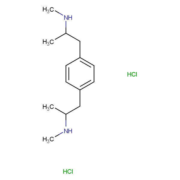 Structural image of 1,1'-(1,4-Phenylene)bis(N-methylpropan-2-amine)--hydrogen chloride (1/2)