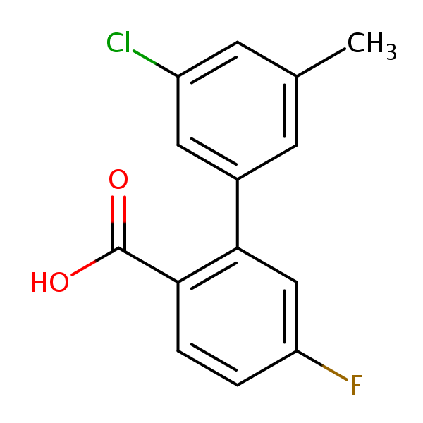 Structural image of 3'-Chloro-5-fluoro-5'-methyl[1,1'-biphenyl]-2-carboxylic acid
