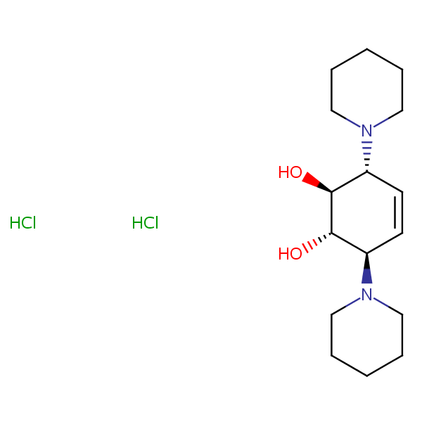 Structural image of 4-Cyclohexene-1,2-diol, 3,6-di-1-piperidinyl-, dihydrochloride, (1-alpha,2-beta,3-alpha,6-beta)-