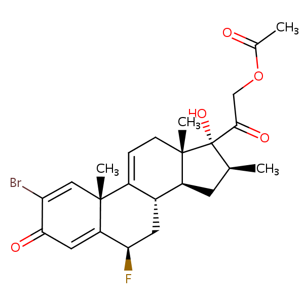 Structural image of 2-Bromo-6beta-fluoro-17,21-dihydroxy-16beta-methylpregna-1,4,9(11)-triene-3,20-dione 21-acetate