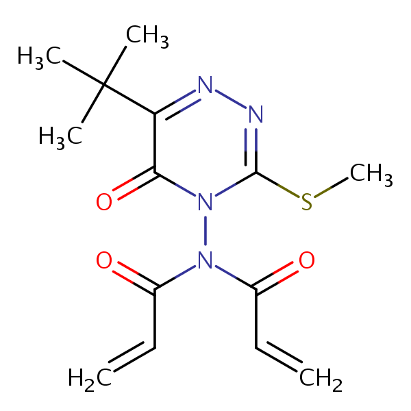 Structural image of 2-Propenamide, N-(6-(1,1-dimethylethyl)-3-(methylthio)-5-oxo-1,2,4-triazin-4(5H)-yl)-N-(1-oxo-2-propenyl)-