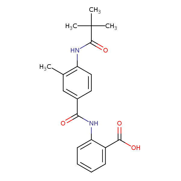 Structural image of 2-[4-(2,2-Dimethylpropanamido)-3-methylbenzamido]benzoic acid